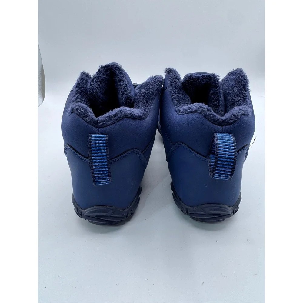 Size 43 Blue Barefoot Winter Ankle Boots Men's Faux‎ Fur Lined Minimalist Shoes